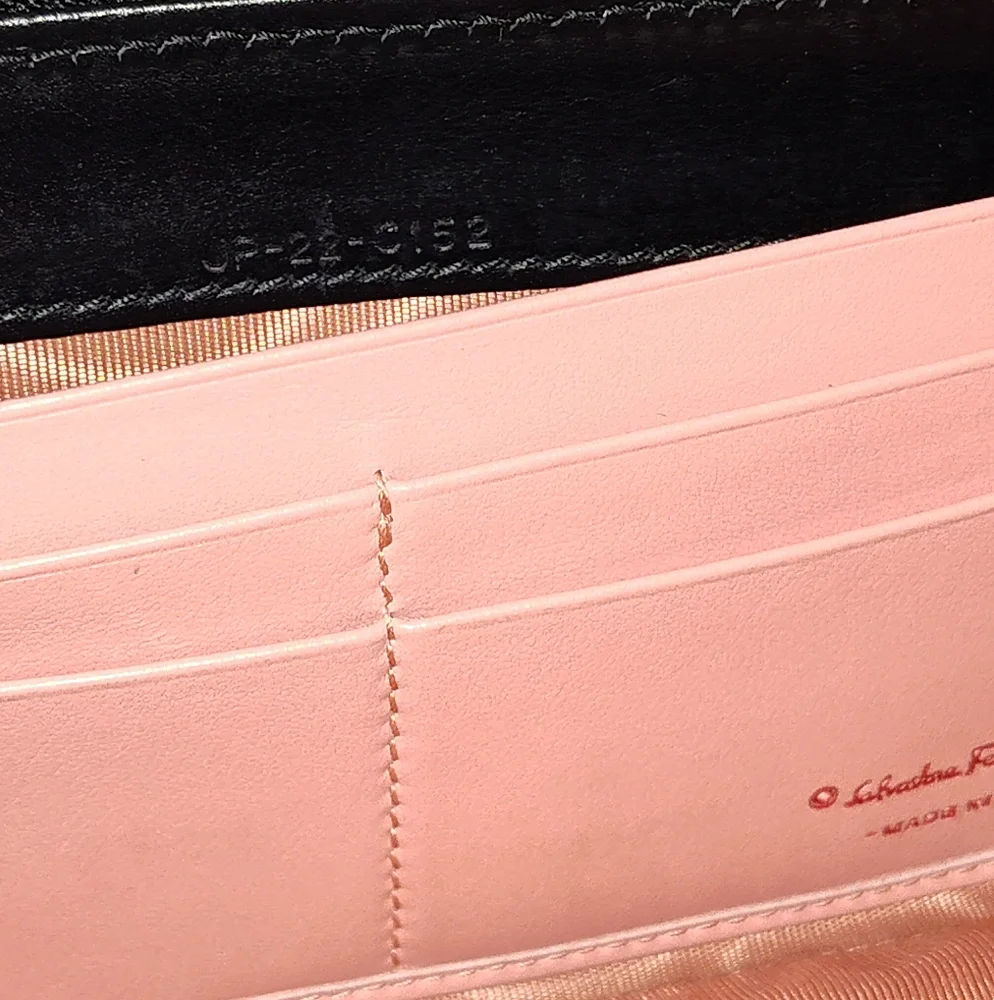 SALVATORE FERRAGAMO VARA RIBBON QUILTED SHIMMERY LEATHER CONTINENTAL LONG WALLET